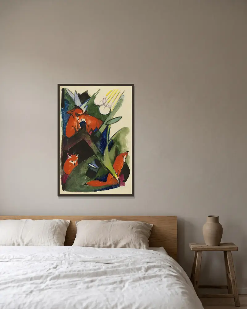 Cztery lisy, Franz Marc w ramie na ścianie