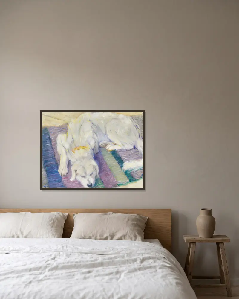Leżący pies (portret psa „Russi”), Franz Marc w ramie na ścianie