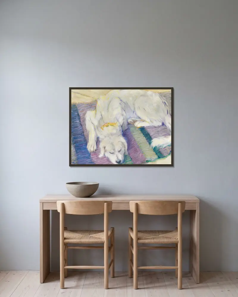 Leżący pies (portret psa „Russi”), Franz Marc w ramie na ścianie