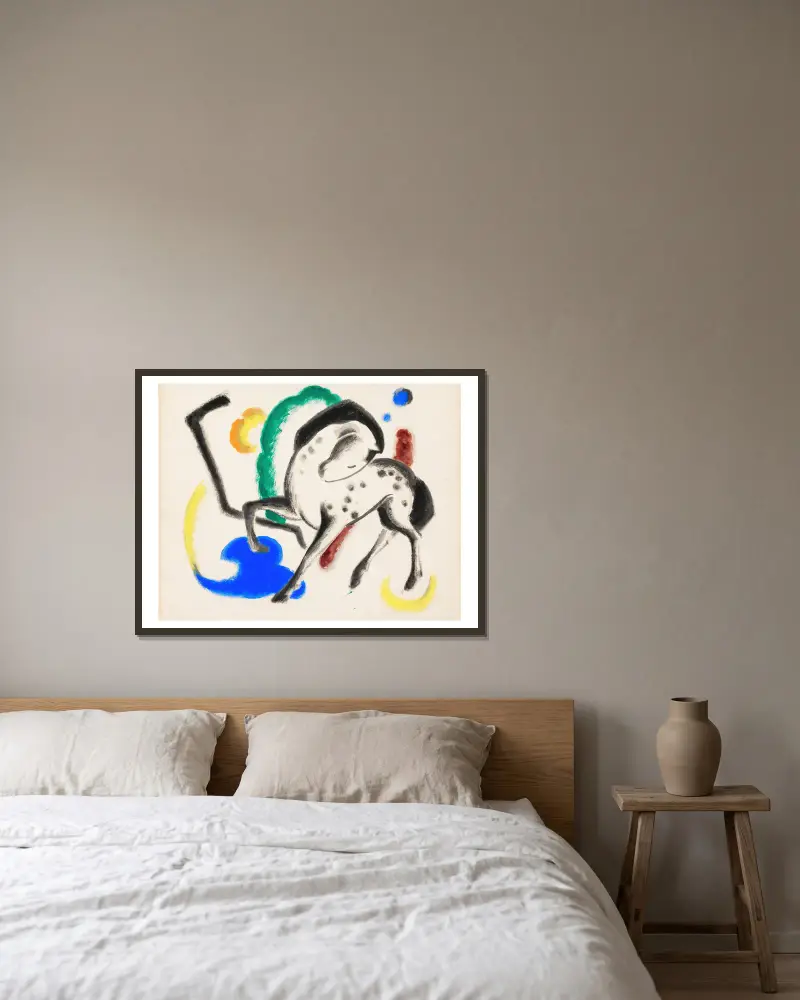 Kůň, 1912, Franz Marc v rámu na stěně