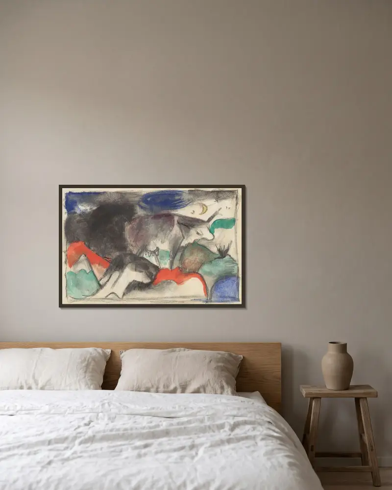 Czerwona sarna, Franz Marc w ramie na ścianie