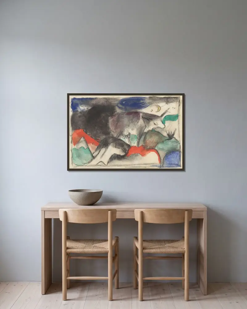 Czerwona sarna, Franz Marc w ramie na ścianie