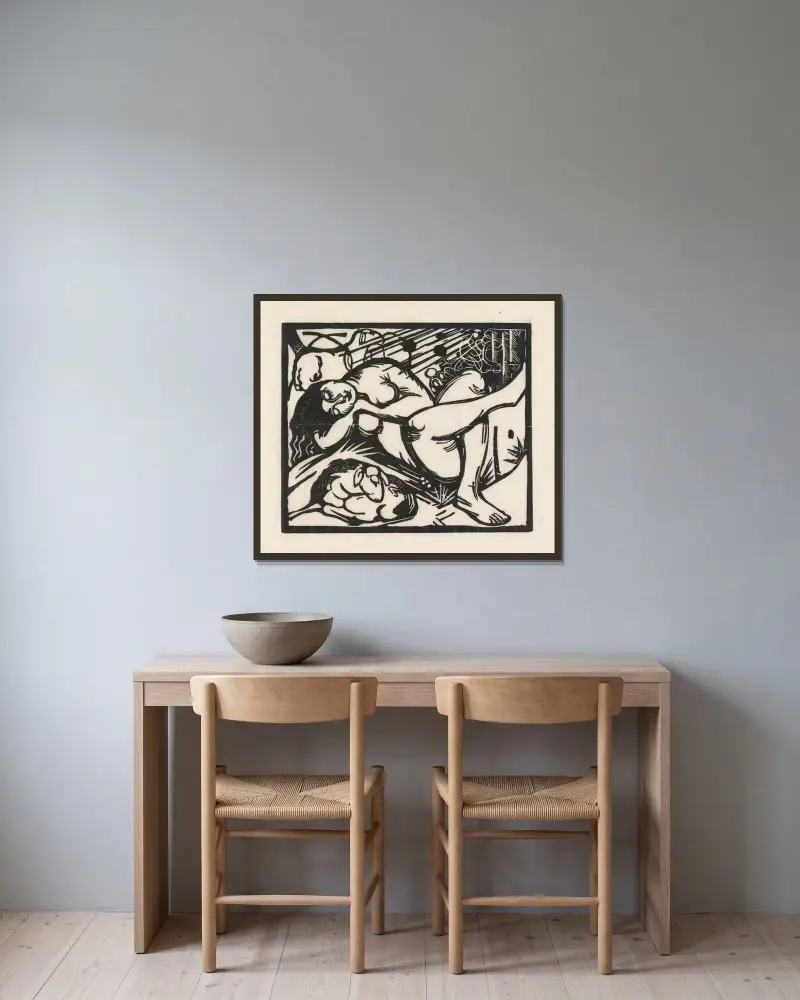 Schlafende Hirtin, 1912 – Nr. 1 – Nr. 2 von Franz Marc gerahmt an einer Wand