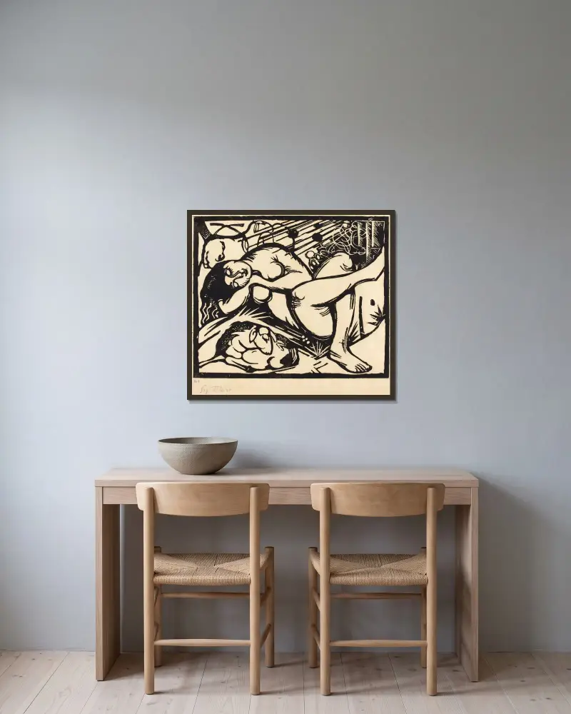 Spící pastýřka, 1912 – č. 2 – č. 1, Franz Marc v rámu na stěně