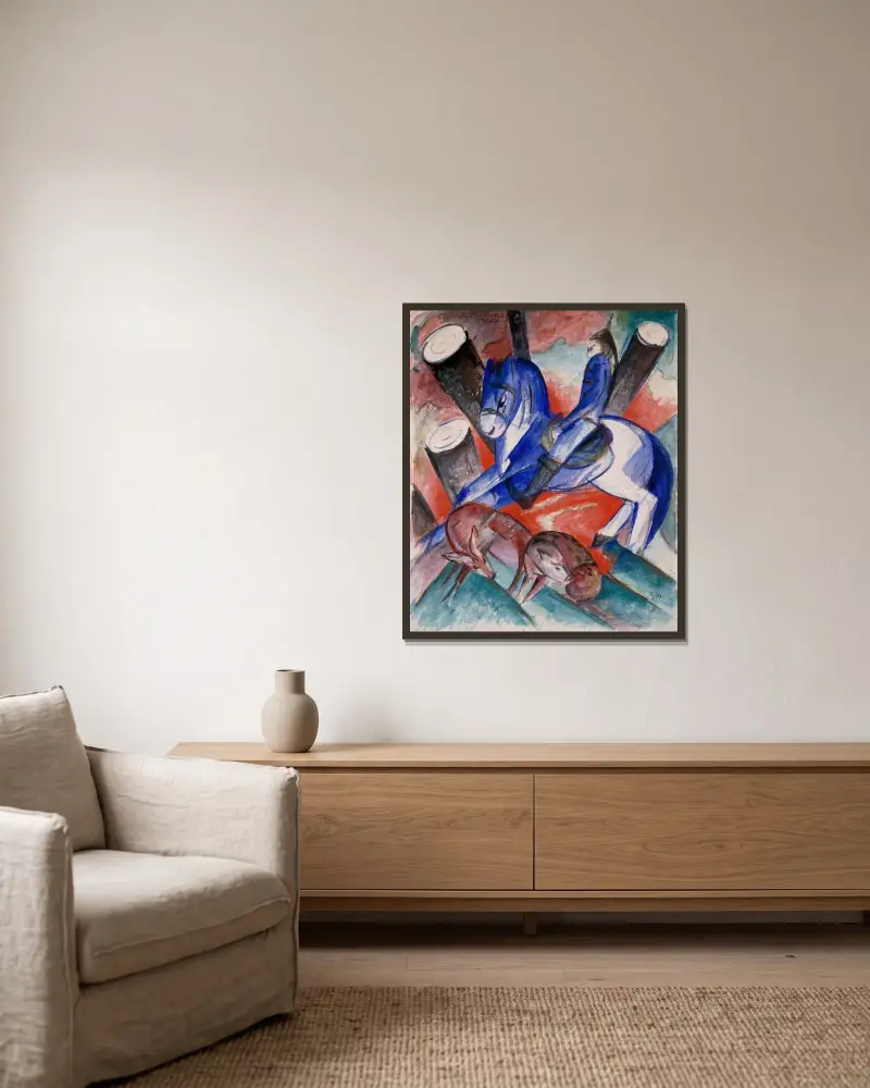 St. Julian the Hospitaler av Franz Marc inramad på en vägg