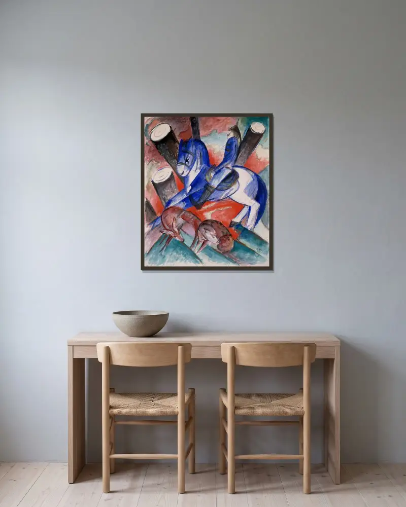 St. Julian the Hospitaler av Franz Marc inramad på en vägg