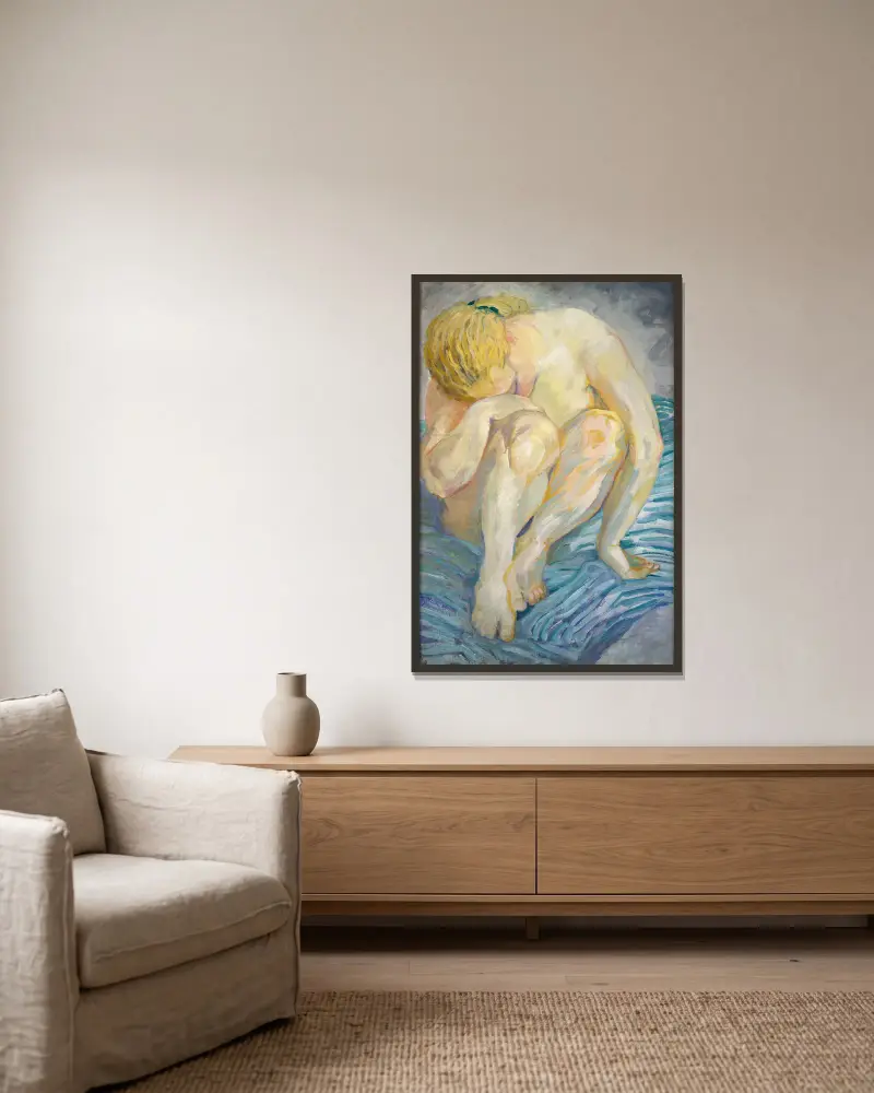 Studie ženské nahé figury, Franz Marc v rámu na stěně