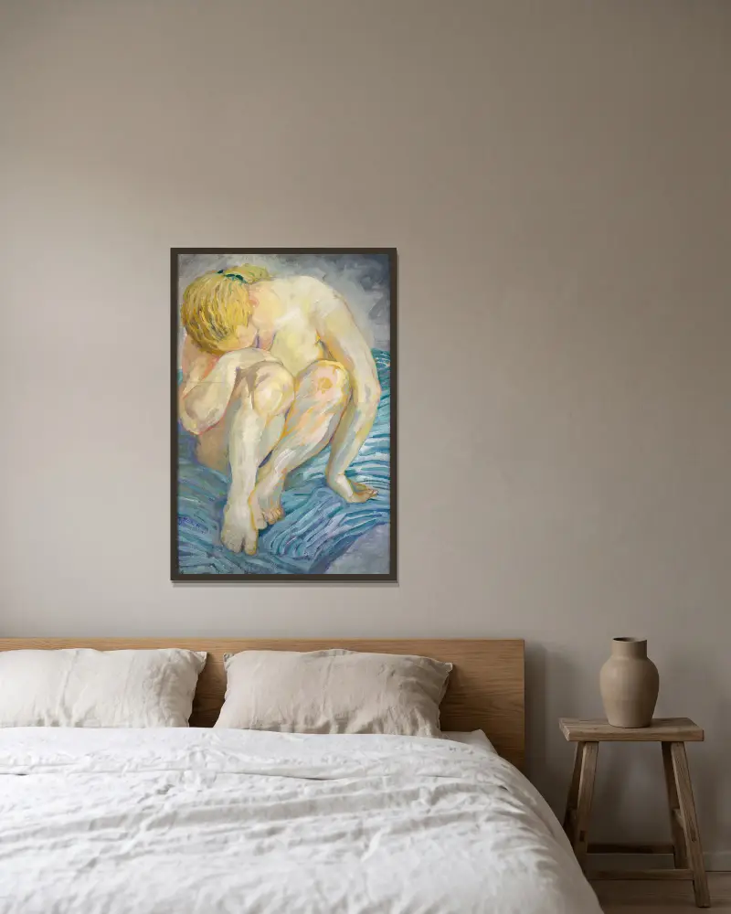 Studie ženské nahé figury, Franz Marc v rámu na stěně