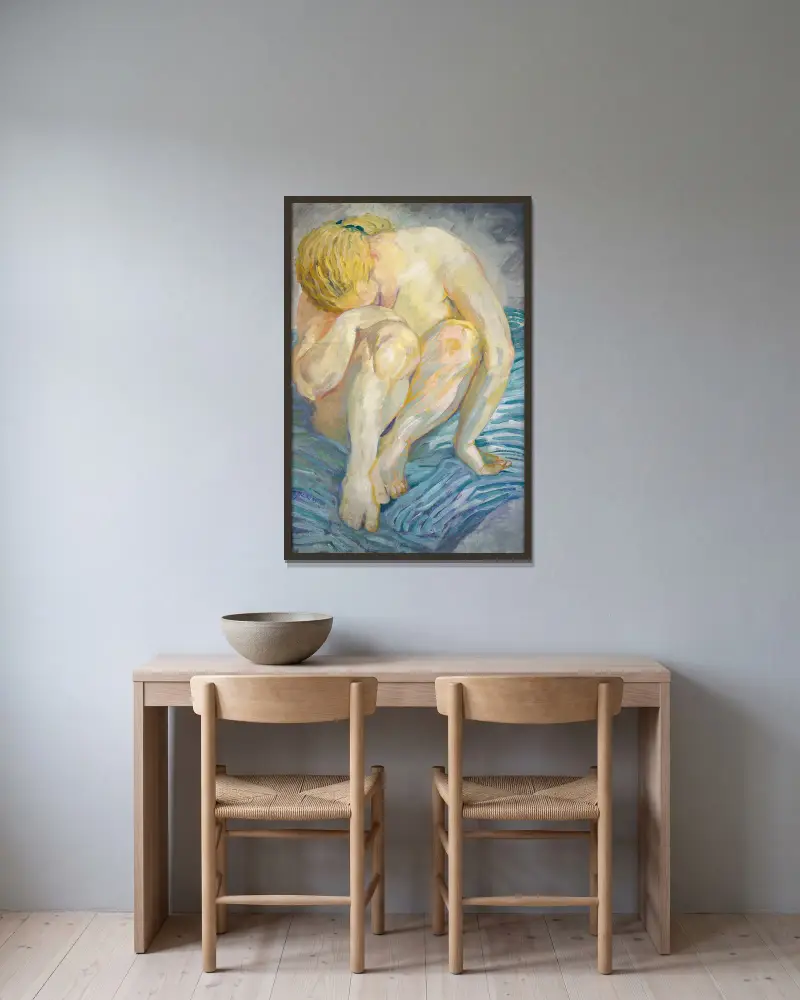 Studie ženské nahé figury, Franz Marc v rámu na stěně