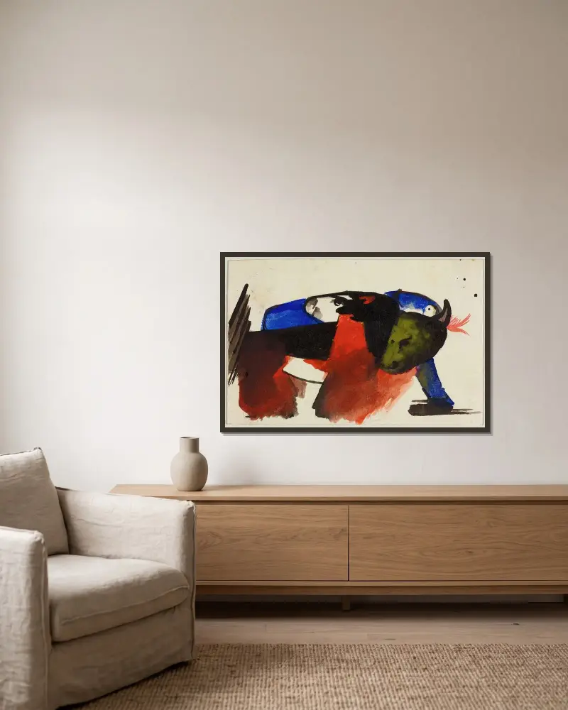 Dvě zvířata, Franz Marc v rámu na stěně