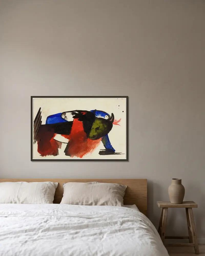 Dvě zvířata, Franz Marc v rámu na stěně