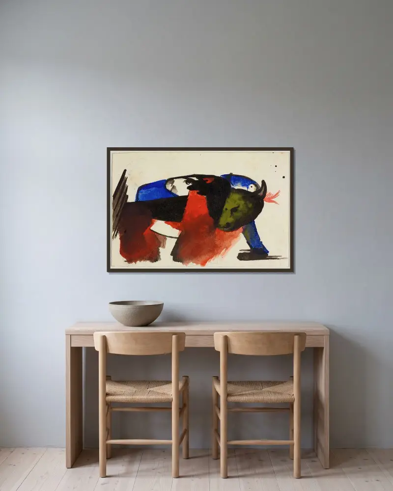Dvě zvířata, Franz Marc v rámu na stěně