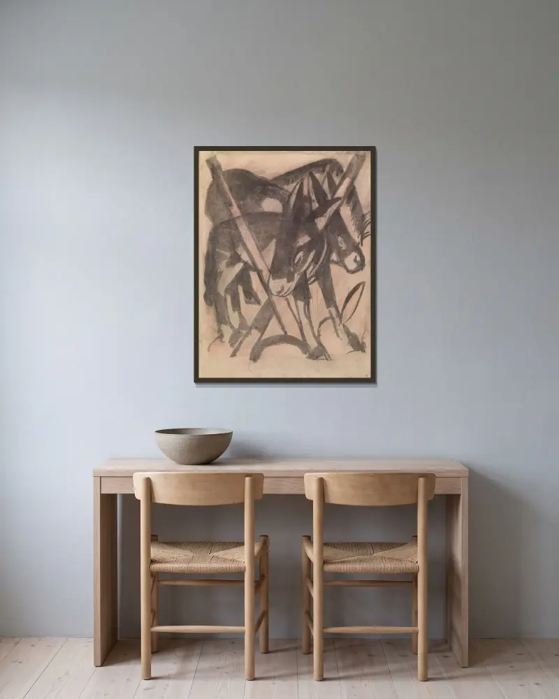 Dva osli, Franz Marc v rámu na stěně