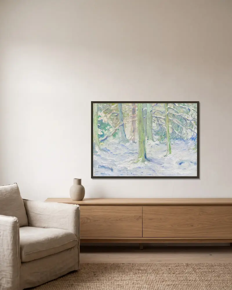 Zasněžený les, Franz Marc v rámu na stěně