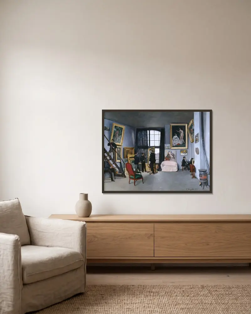 Bazille’s Studio av Frédéric Bazille inramad på en vägg