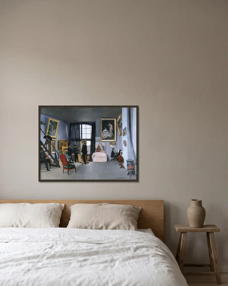 Bazille’s Studio av Frédéric Bazille inramad på en vägg