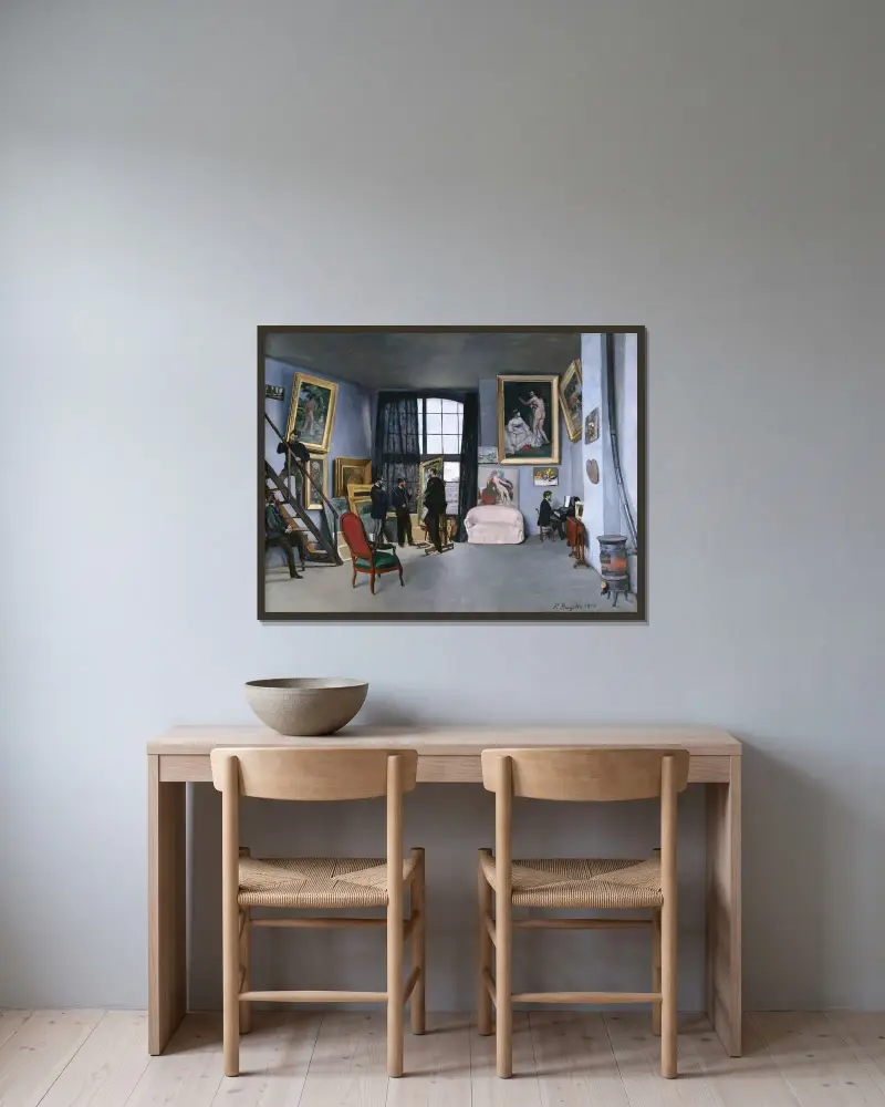 Bazille’s Studio av Frédéric Bazille inramad på en vägg