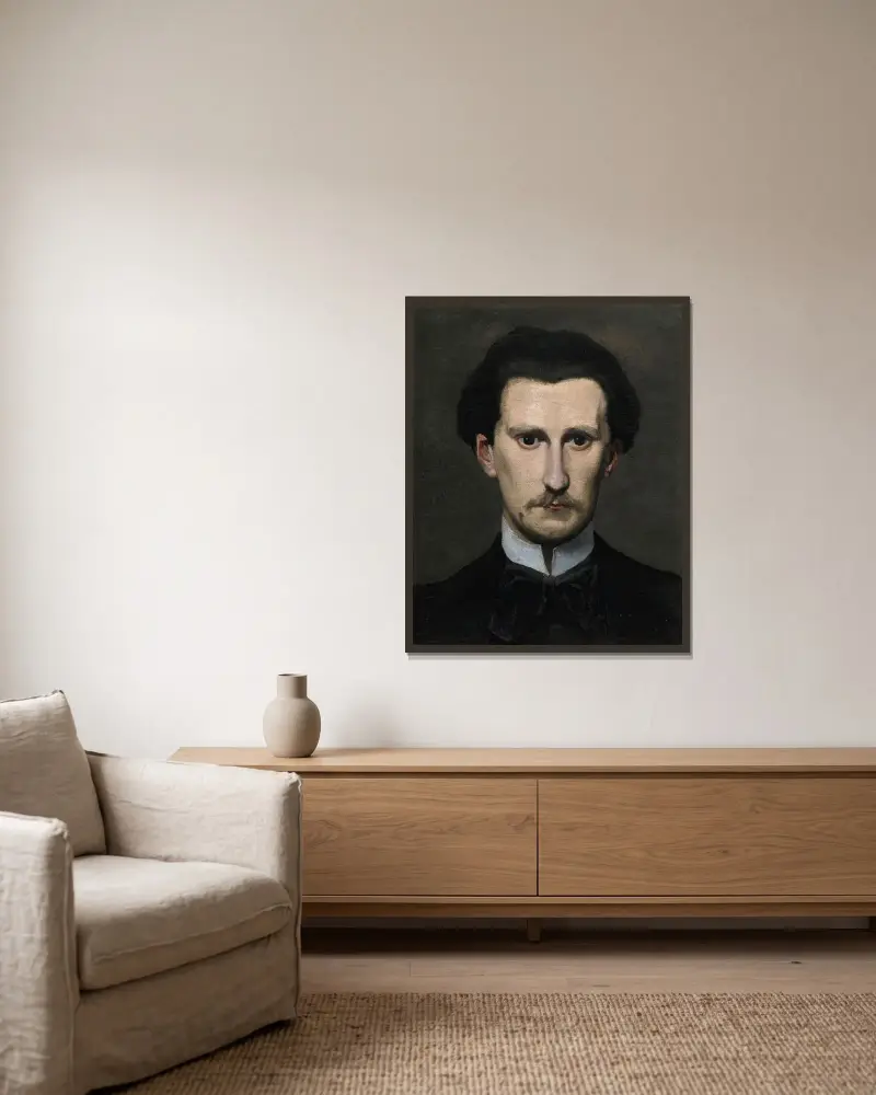 Fragment Du Portrait D’edmond Maitre av Frédéric Bazille inramad på en vägg
