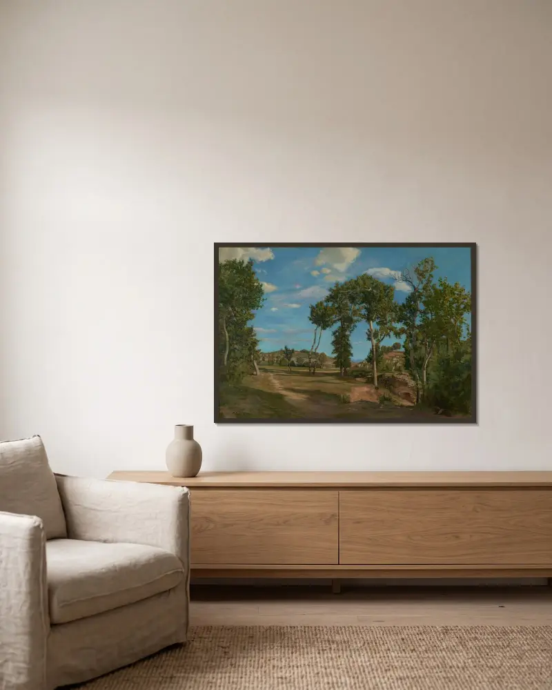 Landscape by the Lez River av Frédéric Bazille inramad på en vägg