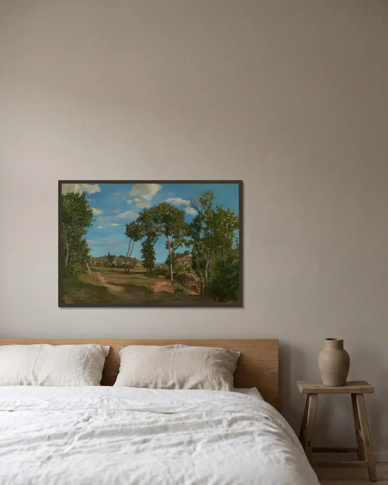 Landscape by the Lez River av Frédéric Bazille inramad på en vägg