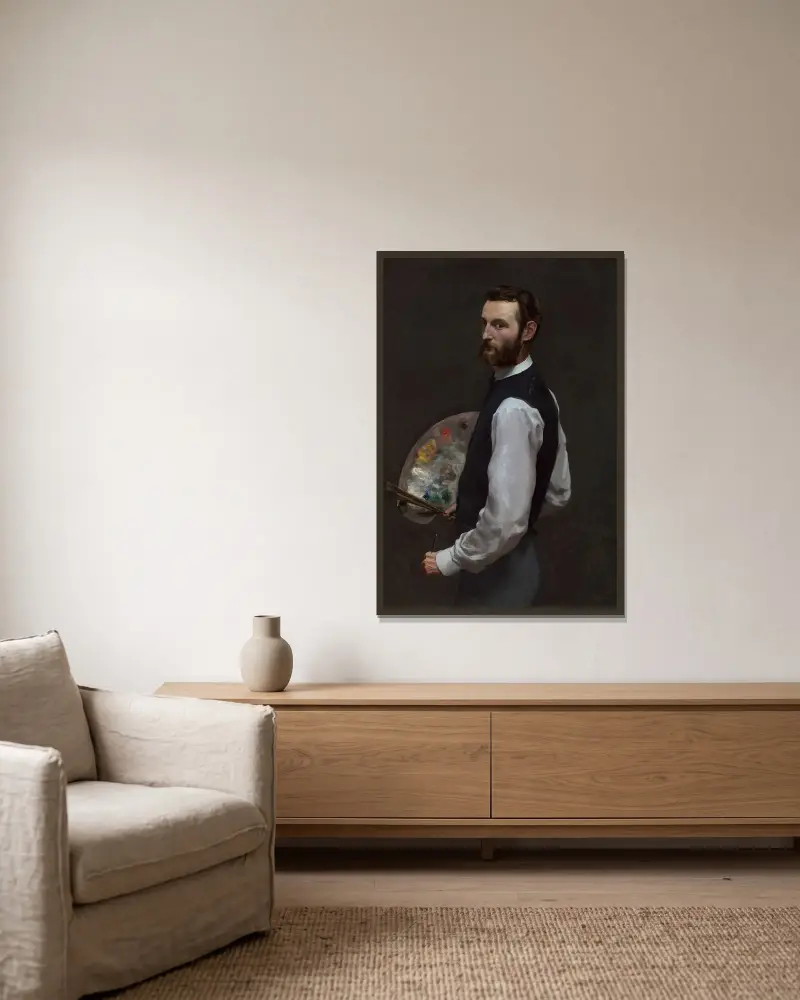 Self-Portrait av Frédéric Bazille inramad på en vägg