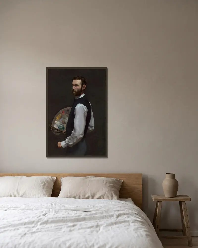 Self-Portrait av Frédéric Bazille inramad på en vägg