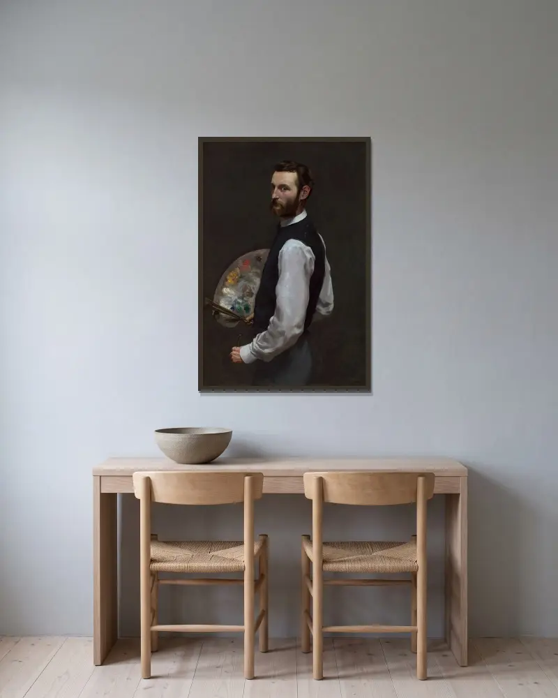 Self-Portrait av Frédéric Bazille inramad på en vägg