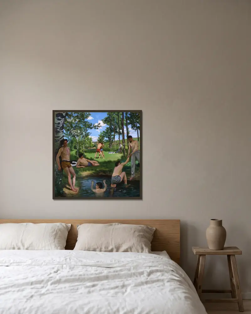 Summer Scene av Frédéric Bazille inramad på en vägg