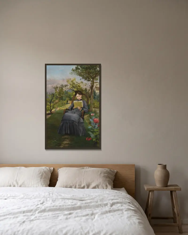 Thérèse lisant dans le parc de Méric av Frédéric Bazille inramad på en vägg