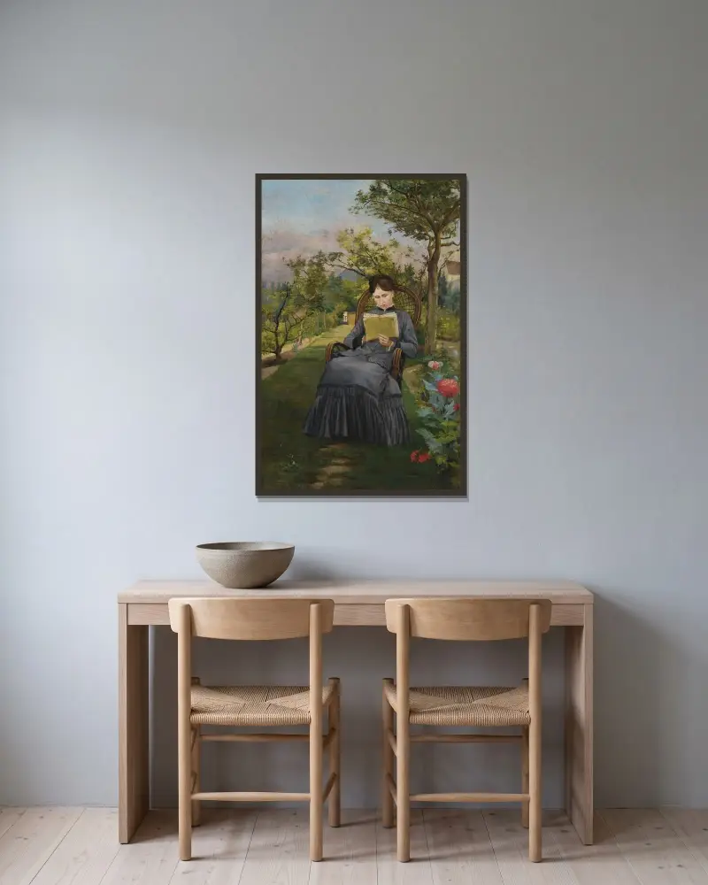 Thérèse lisant dans le parc de Méric av Frédéric Bazille inramad på en vägg