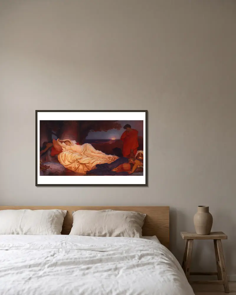 Cymon und Iphigenia von Frederic Leighton gerahmt an einer Wand