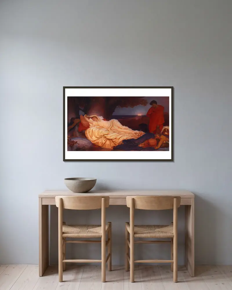 Cymon und Iphigenia von Frederic Leighton gerahmt an einer Wand