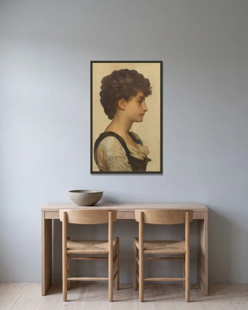 Head of a Girl – nr 2 av Frederic Leighton inramad på en vägg
