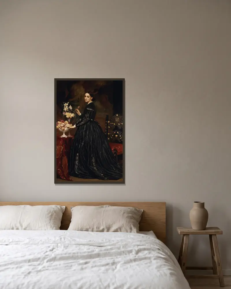 Portret pani James Guthrie, Frederic Leighton w ramie na ścianie