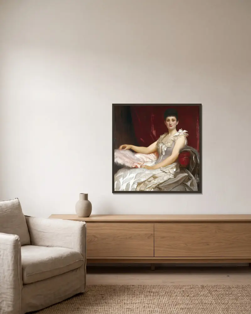 Portrait Of Amy Augusta, Lady Coleridge av Frederic Leighton inramad på en vägg