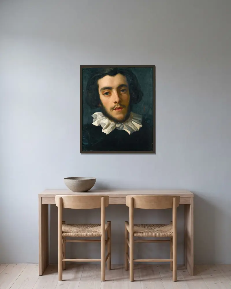 Portrait of Charles Edward Perugini av Frederic Leighton inramad på en vägg