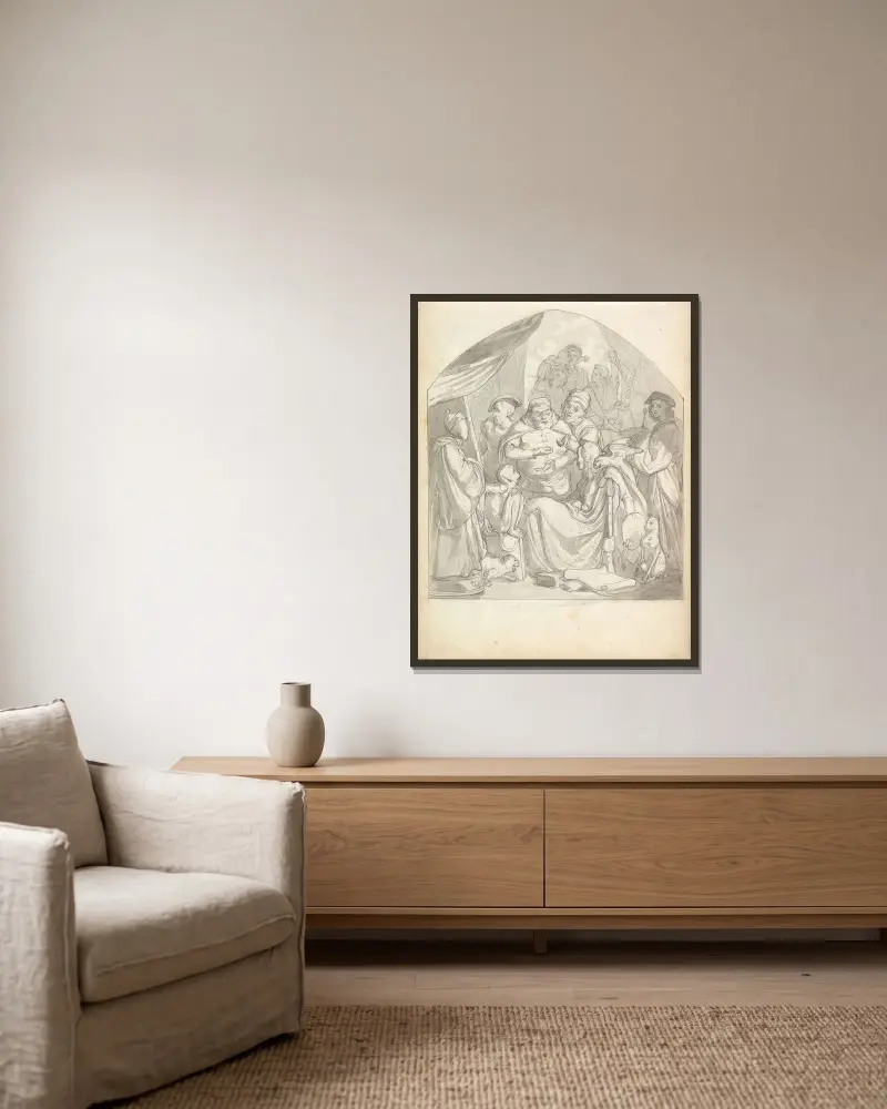 Szene im Atelier eines Künstlers von Frederic Leighton gerahmt an einer Wand