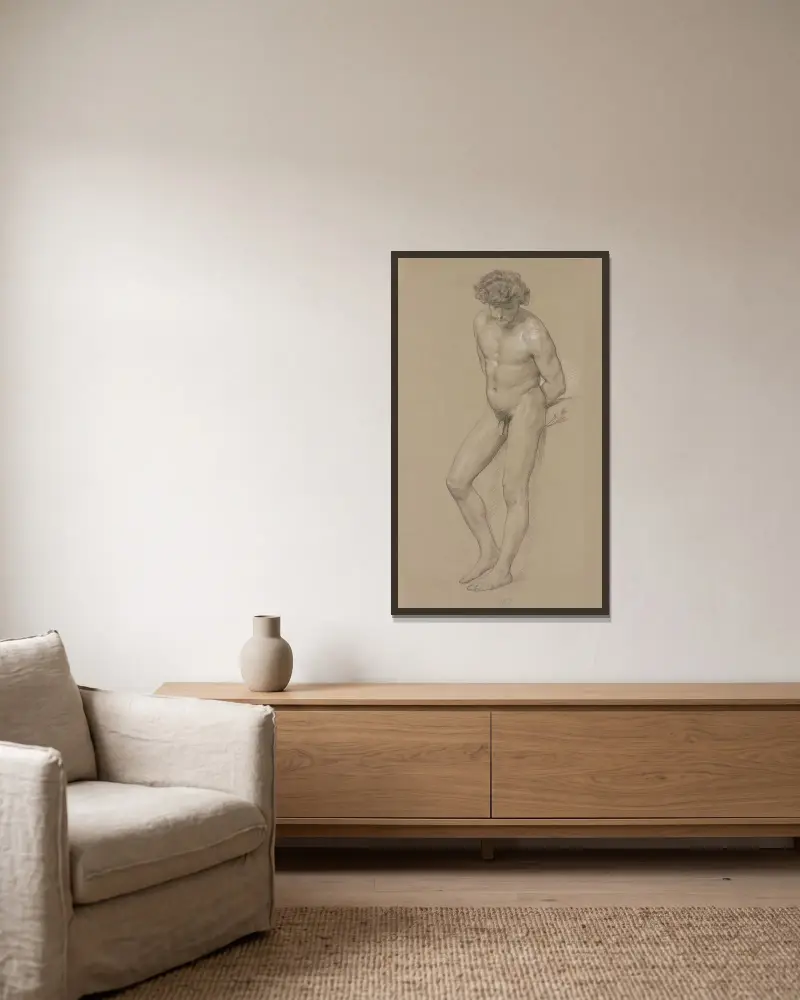 Stehender männlicher Akt – Nr. 1 von Frederic Leighton gerahmt an einer Wand