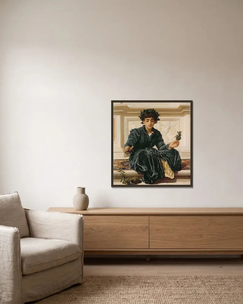 Pletení věnce, Frederic Leighton v rámu na stěně