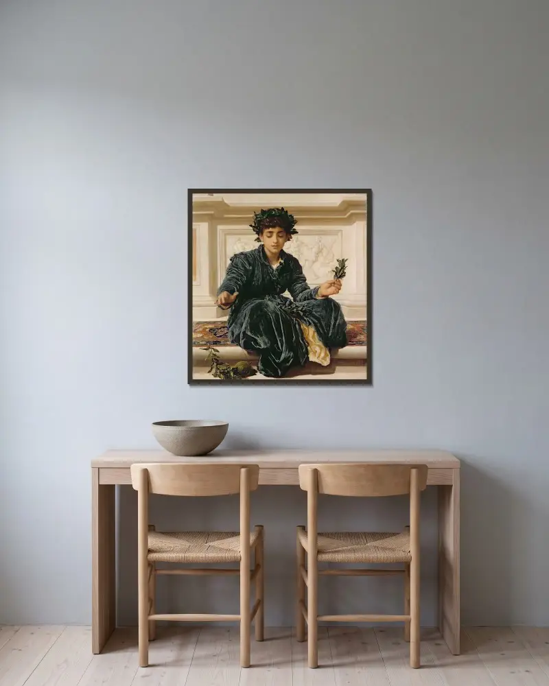 Pletení věnce, Frederic Leighton v rámu na stěně