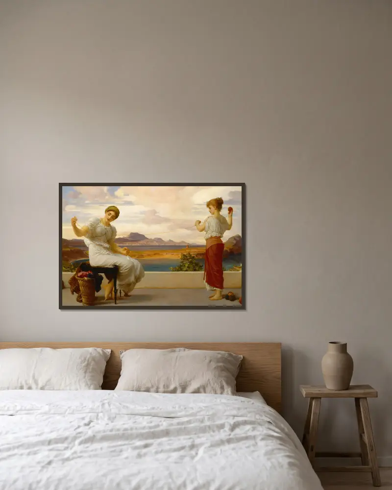 Wolle wickeln von Frederic Leighton gerahmt an einer Wand
