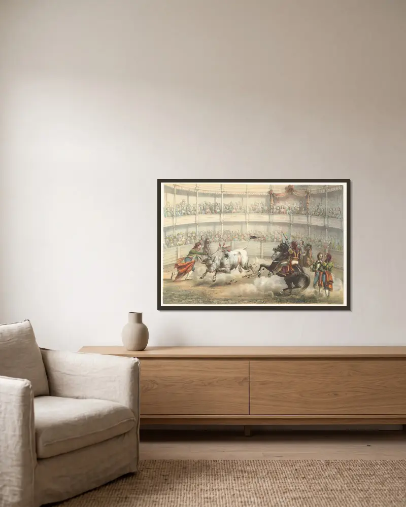 Corrida de toros, Pierre Toussaint Frédéric Mialhe v rámu na stěně