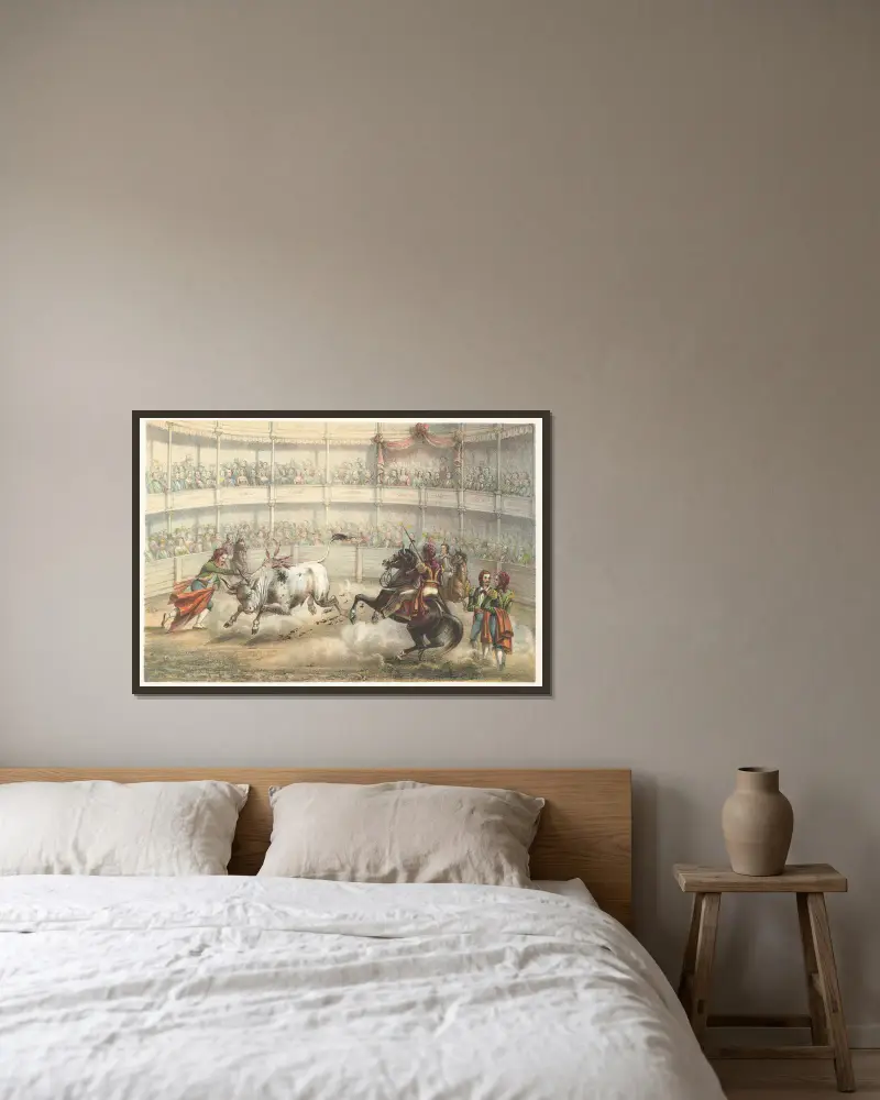 Corrida de toros, Pierre Toussaint Frédéric Mialhe v rámu na stěně