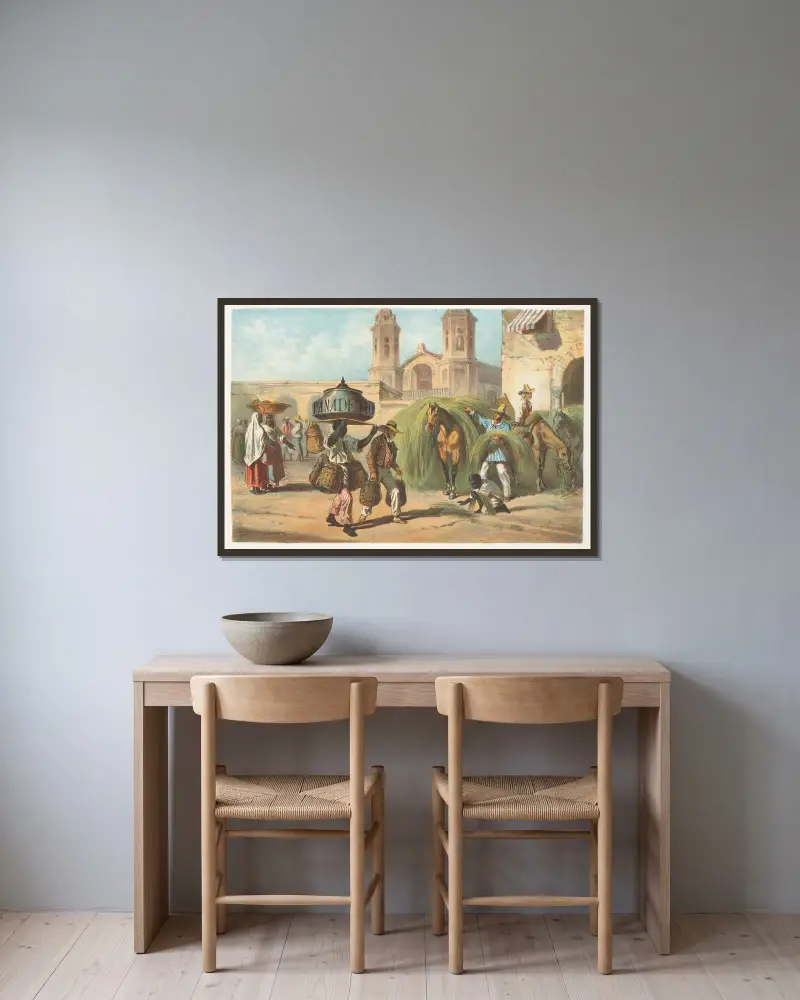 El pandero y el malojero av Pierre Toussaint Frédéric Mialhe inramad på en vägg