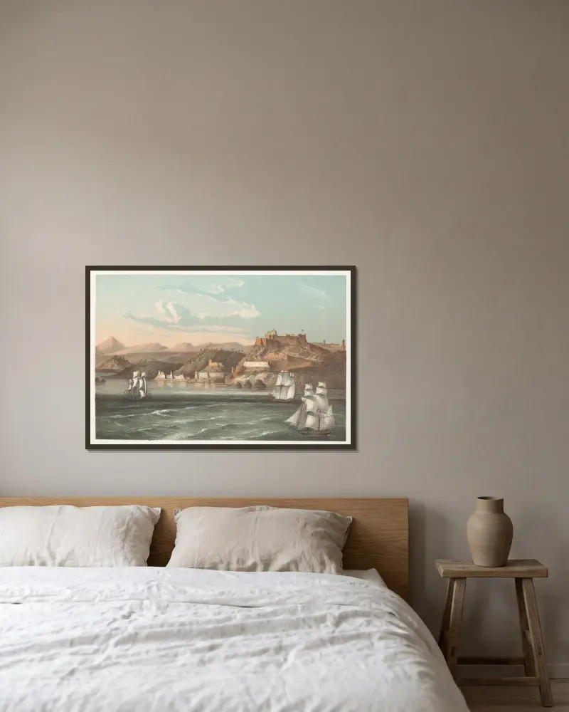 Morro y entrada del puerto de Santiago de Cuba av Pierre Toussaint Frédéric Mialhe inramad på en vägg