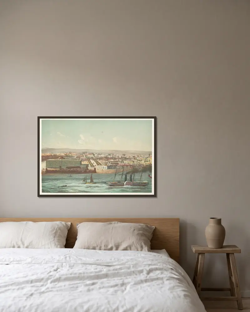Vista de la Habana, parte de Estramuros av Pierre Toussaint Frédéric Mialhe inramad på en vägg