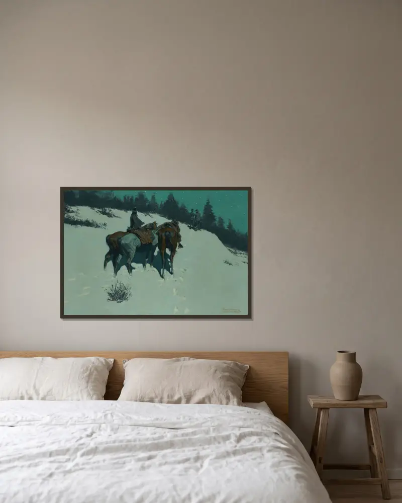 En spaning av Frederic Remington inramad på en vägg