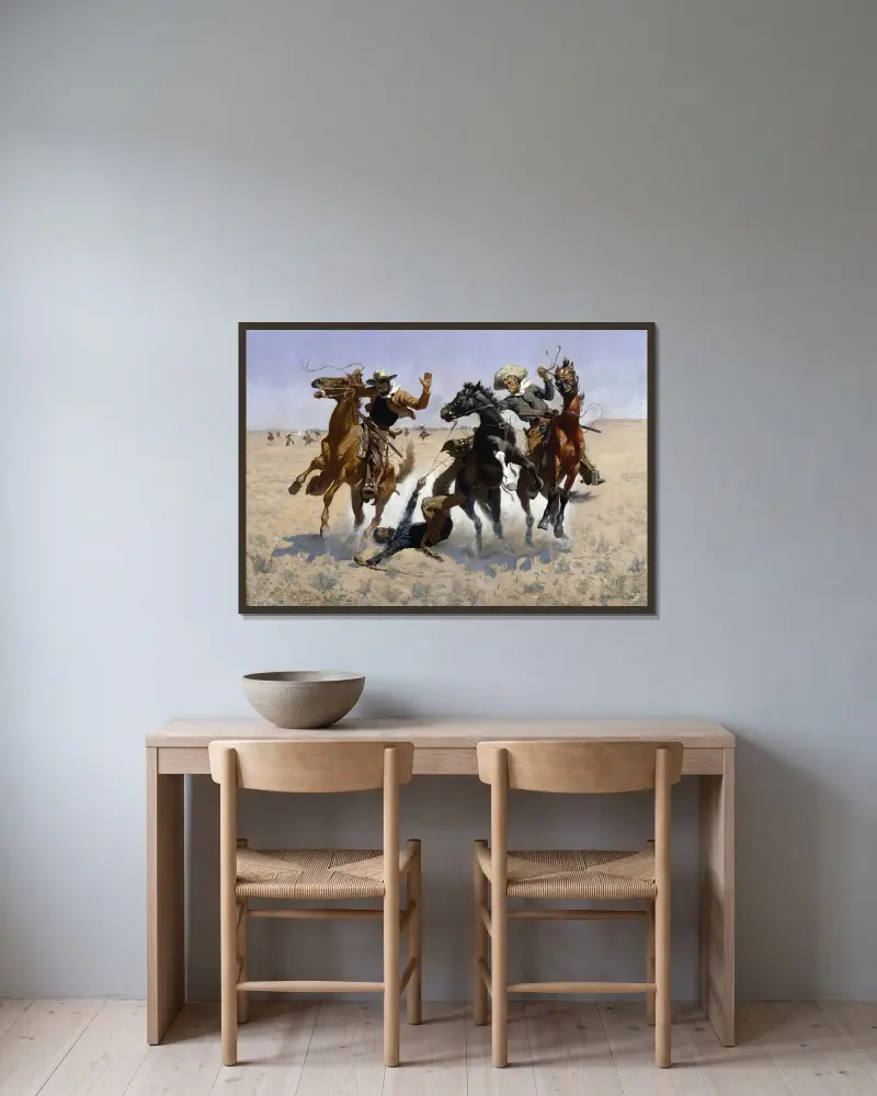Pomoc kamarádovi, Frederic Remington v rámu na stěně