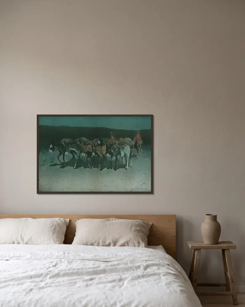 An early start for market av Frederic Remington inramad på en vägg