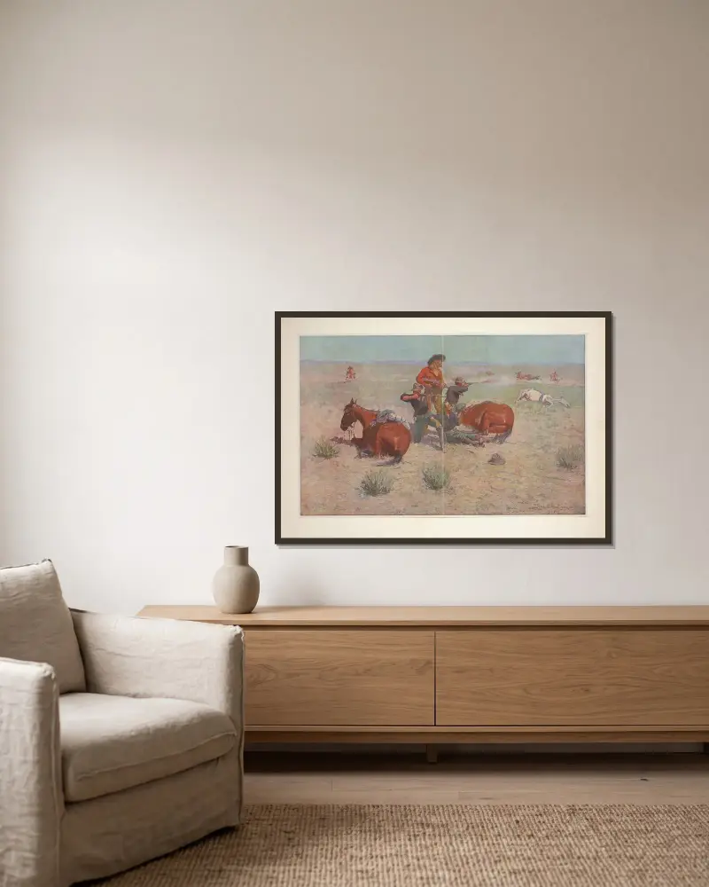 Fångad i cirkeln av Frederic Remington inramad på en vägg